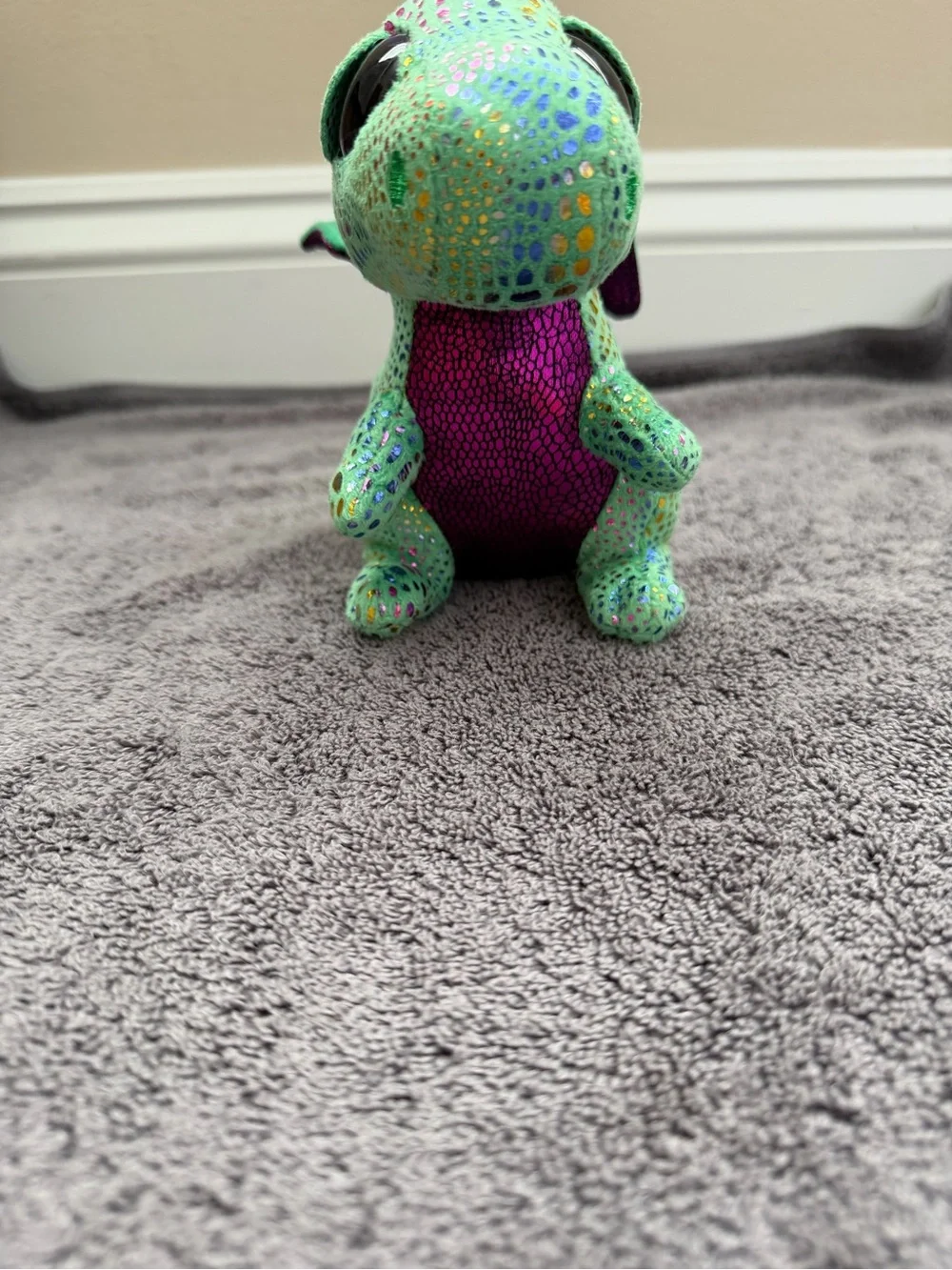 Ty Cinder Sparkly Green and Purple Dragon Plush